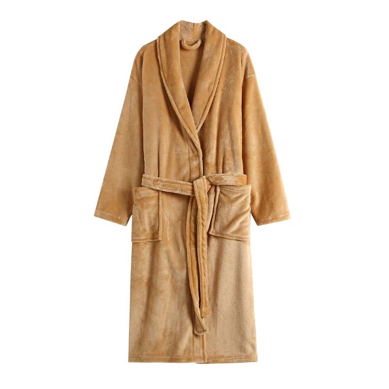 Flannel shawl collar bathrobe